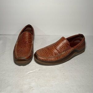 Cole Haan Tucker Venetian Croc Embossed Leather Slip On Brown Loafer Tan Sz 10 M